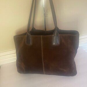 Cole Haan Suede Leather Shoulder Bag/Tote Brown
